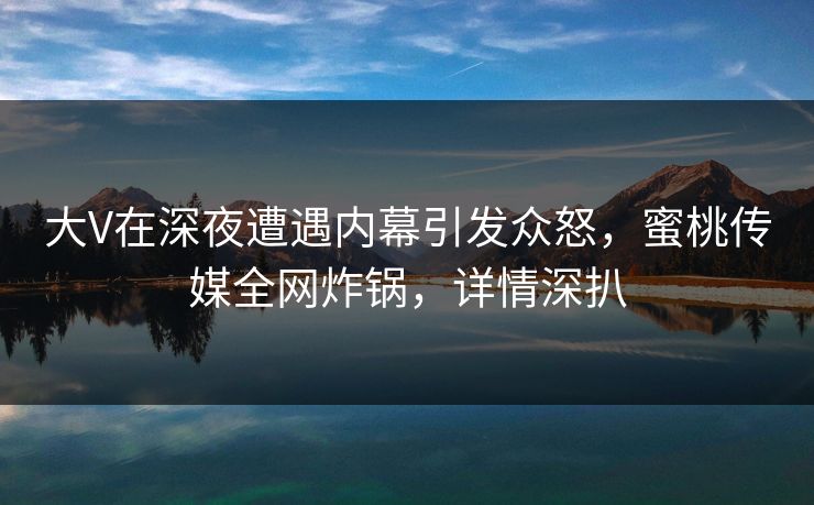 大V在深夜遭遇内幕引发众怒，蜜桃传媒全网炸锅，详情深扒